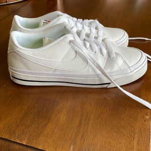 All White Nike Court Legacy Sneakers